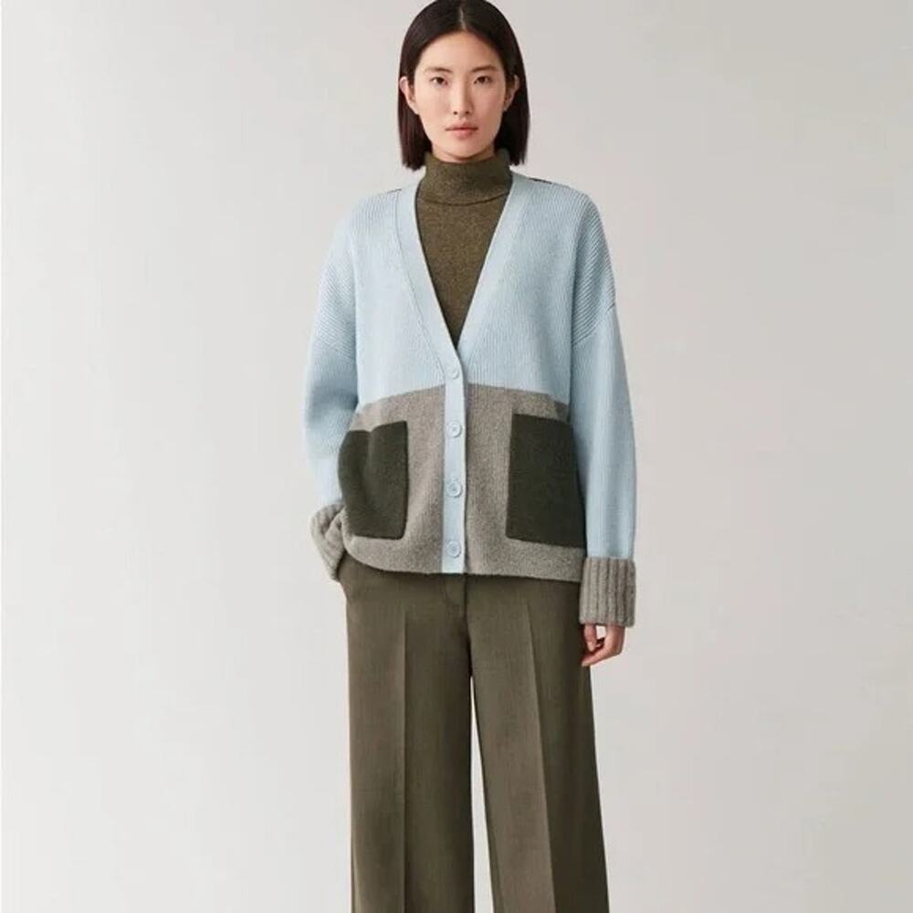 Cos Oversized Wool-Alpaca Color Block Cardigan Li… - image 2